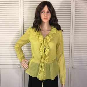 NWT Liberté by Emanuel Ungaro Ruffled Silk Blend Blouse 8